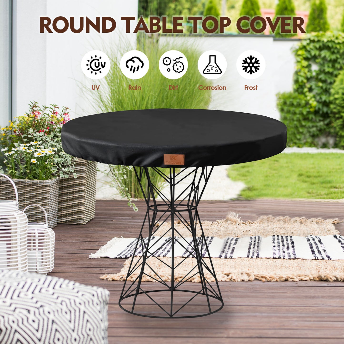 K-Musculo Round Outdoor Table Cover, 600D PU
