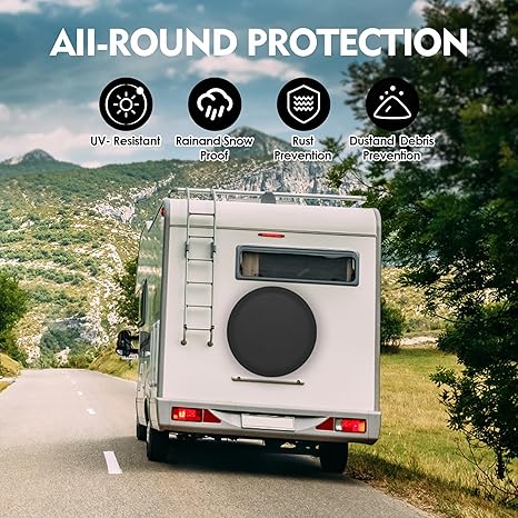 K-Musculo Spare Tire Cover, Faux Leather RV Spare Tire Cover, Waterproof Anti-UV Tire Cover RV Accessories for RV/Truck/Trailer/SUV.