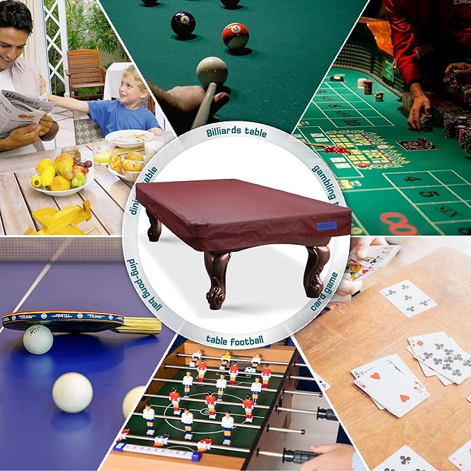 K-Musculo Pool Table Cover, Heavy Duty Leatherette Billiard Table Cover, Waterproof and Tearproof, 6.5/7/ 7.5/8/ 8.5/9 Foot Fitted
