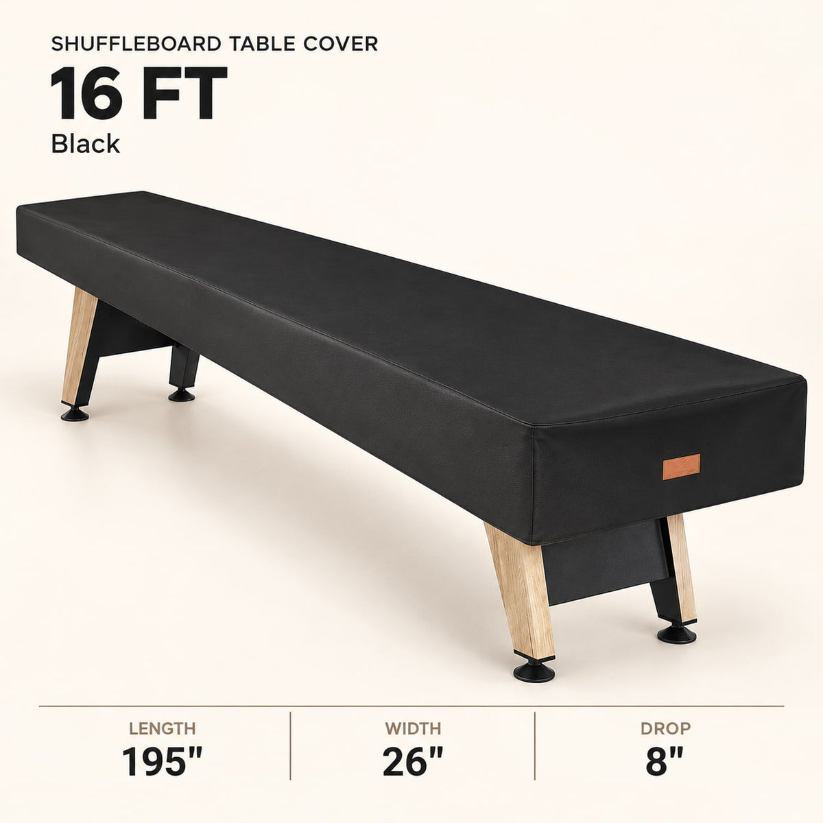 K-Musculo Shuffleboard Table Cover, Heavy Duty Waterproof Leatherette with Soft Backing & Weighted Corners