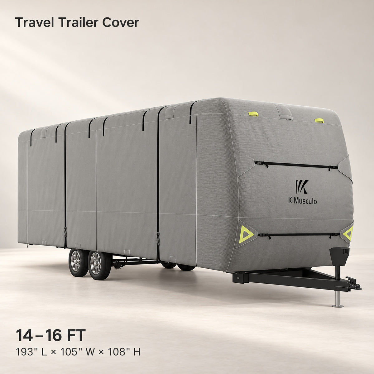 K-Musculo Travel Trailer Cover, Heavy Duty Waterproof RV Cover with 4 Tire Covers & Tongue Jack Cover