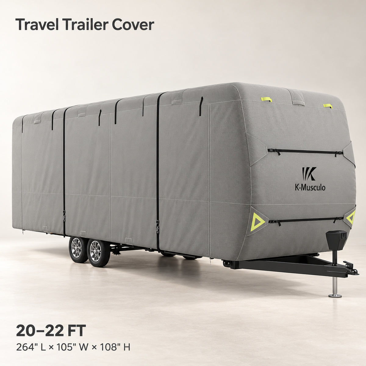 K-Musculo Travel Trailer Cover, Heavy Duty Waterproof RV Cover with 4 Tire Covers & Tongue Jack Cover