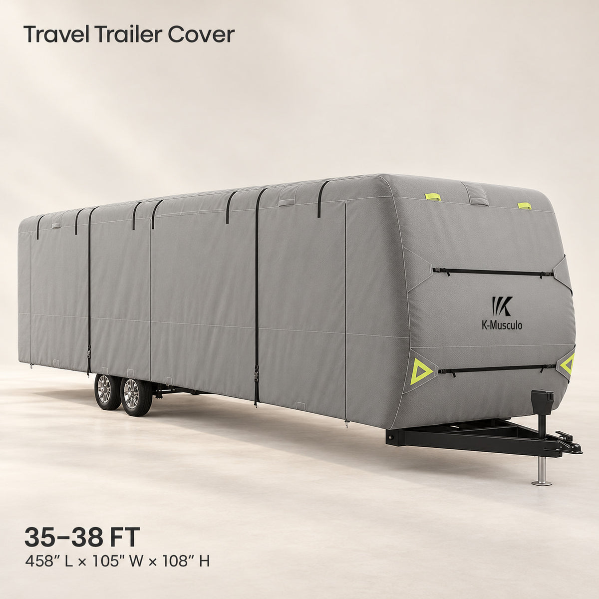 K-Musculo Travel Trailer Cover, Heavy Duty Waterproof RV Cover with 4 Tire Covers & Tongue Jack Cover