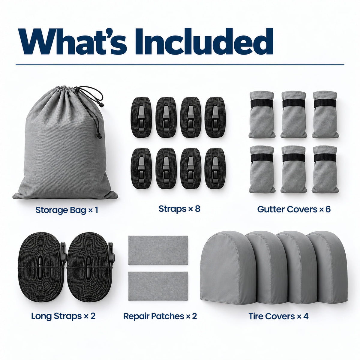 K-Musculo Fifth Wheel RV Cover with 7-Layer Top, Gray, 6 Size Options for 20-45 ft RVs