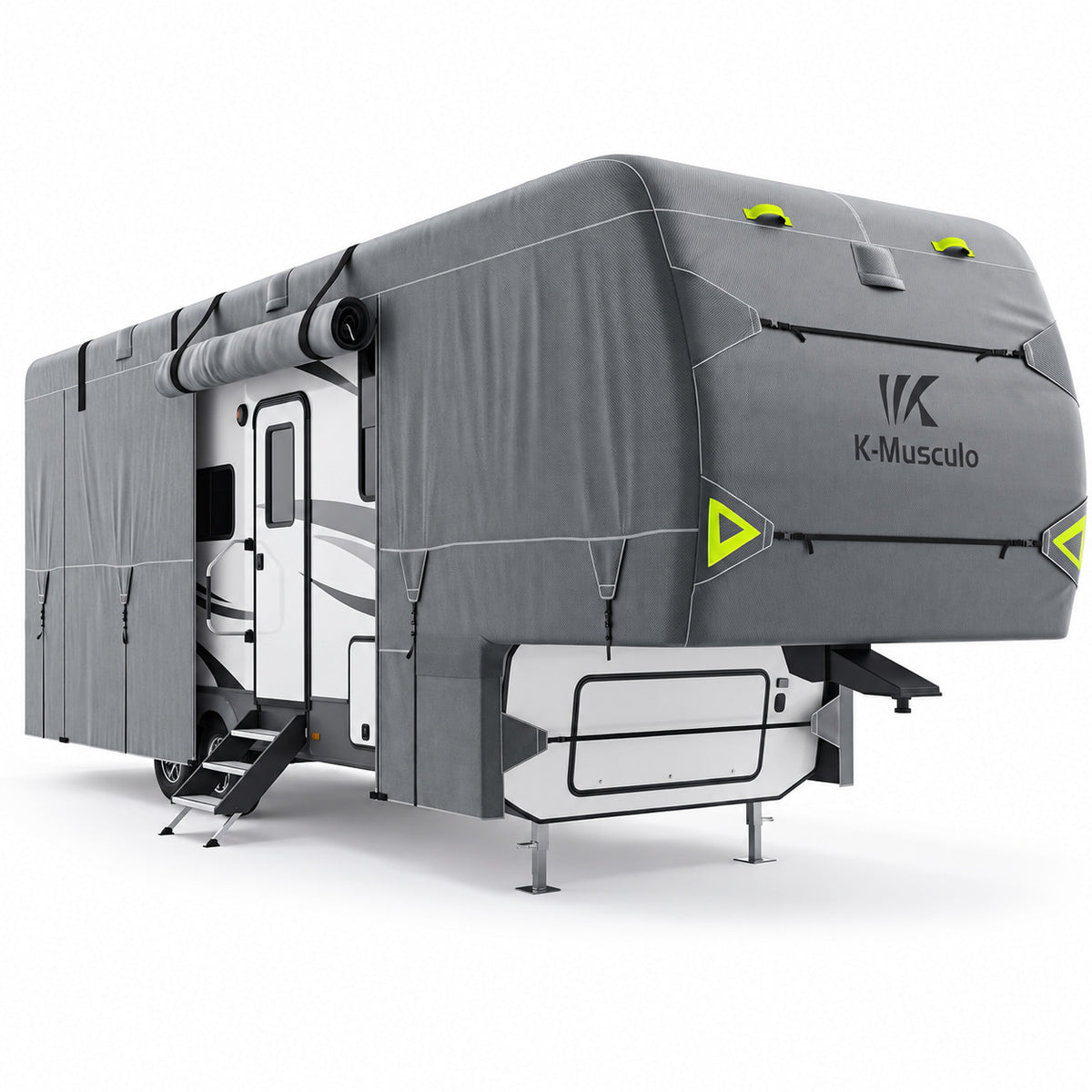 K-Musculo Fifth Wheel RV Cover with 7-Layer Top, Gray, 6 Size Options for 20-45 ft RVs