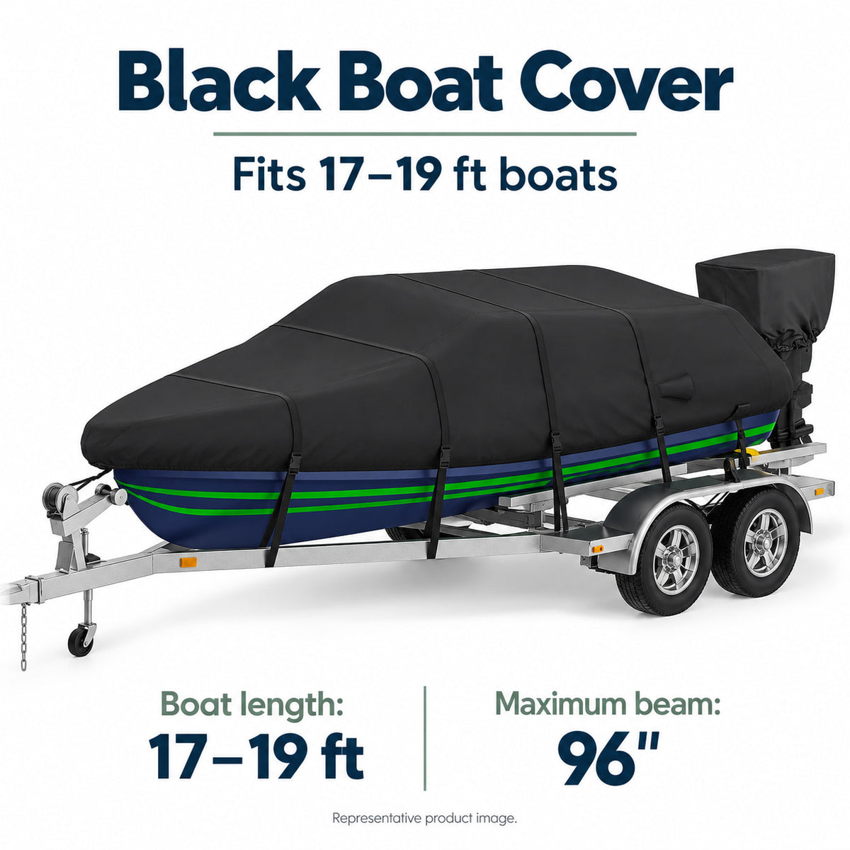 K-Musculo Heavy Duty Waterproof Boat Cover with Motor Cover for V-Hull and Tri-Hull Boats
