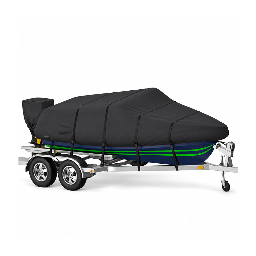 K-Musculo Heavy Duty Waterproof Boat Cover with Motor Cover for V-Hull and Tri-Hull Boats