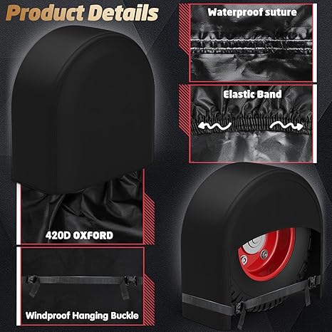 K-Musculo RV Tire Covers 4-Pack, Waterproof Wheel Covers for RV Wheel Travel Trailer Camper Truck SUV