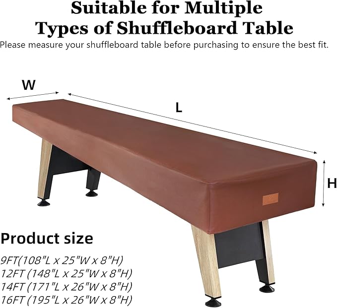 K-Musculo Shuffleboard Table Cover, Heavy Duty Leatherette Waterproof & Tearproof Shuffleboard Covers Fit for Shuffleboard Table