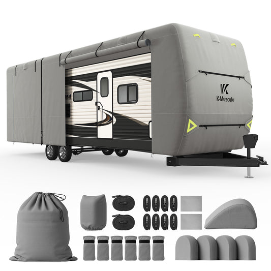 K-Musculo RV Cover, Heavy Duty Travel Trailer Cover with 8 Layers Corner