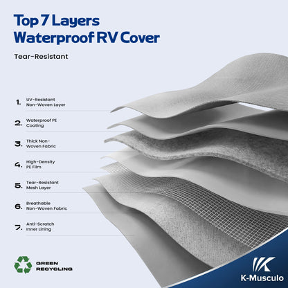 K-Musculo RV Cover, Heavy Duty Travel Trailer Cover with 8 Layers Corner