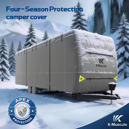 K-Musculo RV Cover, Heavy Duty Travel Trailer Cover with 8 Layers Corner