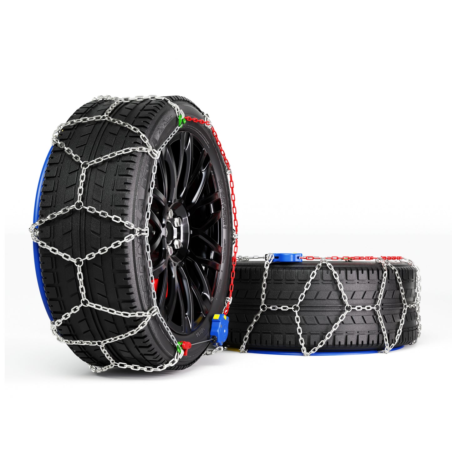 K-Musculo Snow Chains for Car Tires, Portable Reusable Universal Emergency Tire Traction Chain for Passenger Car, Auto Fixing 1 Min Quick Fit Easy Installation, Pickup Trucks and SUV Set of 2