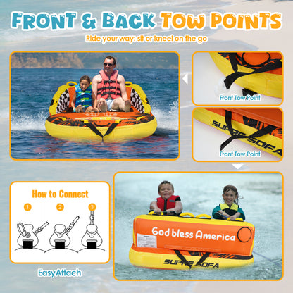 K-Musculo Towable Tubes for Boating, 840D Heavy Duty Tubes for Boating, EVA Grab Handles & Speed Safety Valve