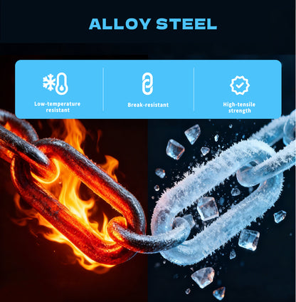 K-Musculo Snow Chains for Car Tires, Portable Reusable Universal Emergency Tire Traction Chain for Passenger Car, Auto Fixing 1 Min Quick Fit Easy Installation, Pickup Trucks and SUV Set of 2