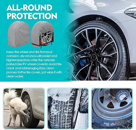 K-Musculo RV Tire Covers 4-Pack, 5 Layer Nonwoven Waterproof Wheel Covers for RV Wheel Travel Trailer Camper Truck SUV
