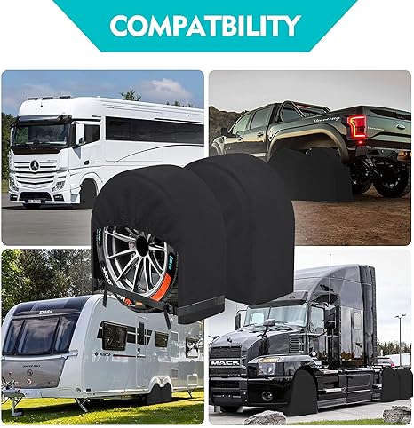K-Musculo RV Tire Covers 4-Pack, 5 Layer Nonwoven Waterproof Wheel Covers for RV Wheel Travel Trailer Camper Truck SUV