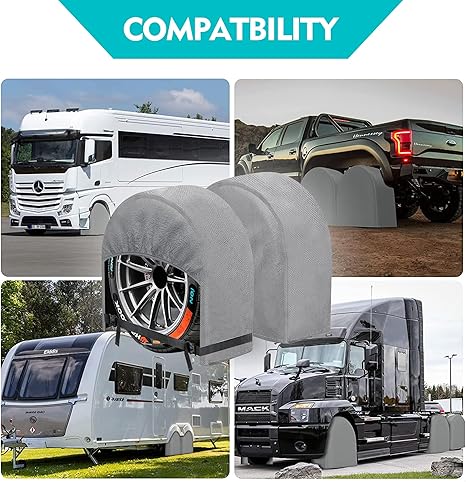K-Musculo RV Tire Covers 4-Pack, 5 Layer Nonwoven Waterproof Wheel Covers for RV Wheel Travel Trailer Camper Truck SUV