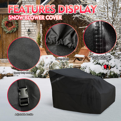 K-Musuclo Snow Blower Cover，Waterproof Heavy Duty 600D Outdoor Snowblower Covers，Fit Most Single-Stage or Two Stage Snow Blower，Black