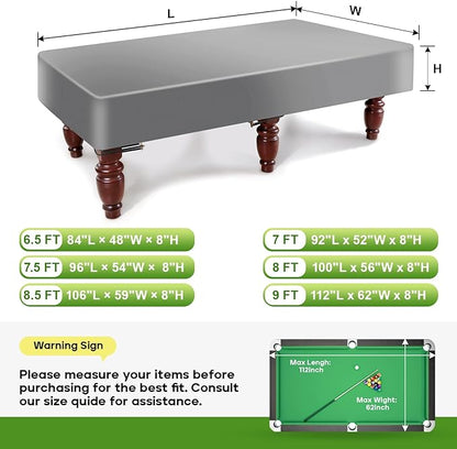 K-Musculo Pool Table Cover, 420D Billiard Table Cover, Waterproof and Tearproof,6.5/7/7.5/8/8.5/9 FT
