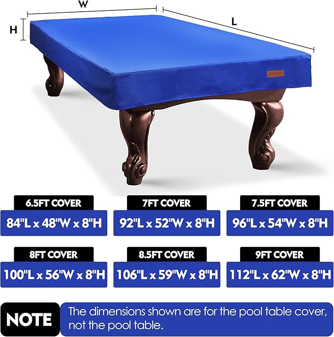 K-Musculo Pool Table Cover, Heavy Duty Leatherette Billiard Table Cover, Waterproof and Tearproof, 6.5/7/ 7.5/8/ 8.5/9 Foot Fitted