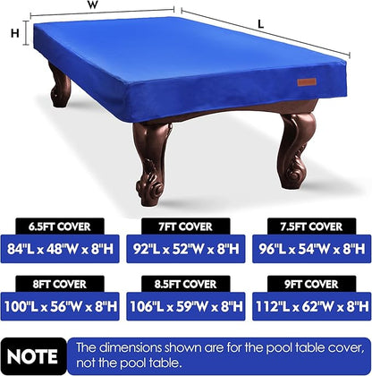 K-Musculo Pool Table Cover, Heavy Duty Leatherette Billiard Table Cover, Waterproof and Tearproof, 6.5/7/ 7.5/8/ 8.5/9 Foot Fitted