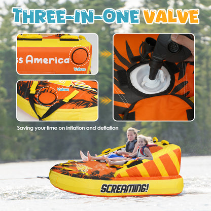 K-Musculo Towable Tubes for Boating, 840D Heavy Duty Tubes for Boating, EVA Grab Handles & Speed Safety Valve