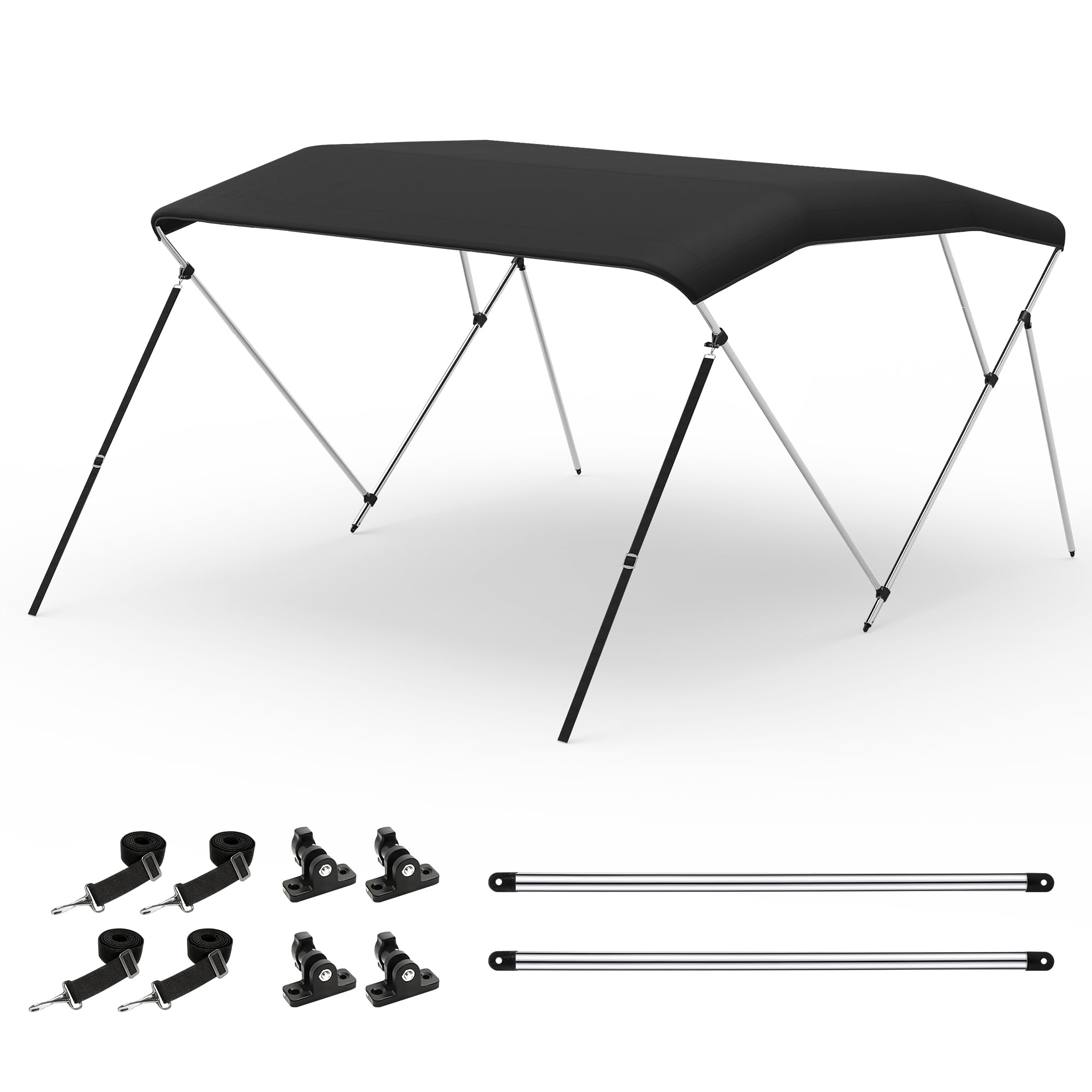 Bimini Tops for Boats, 3 Bow/4 Bow Bimini Tops, 900D Marine Grade Canvas Boat Canopy
