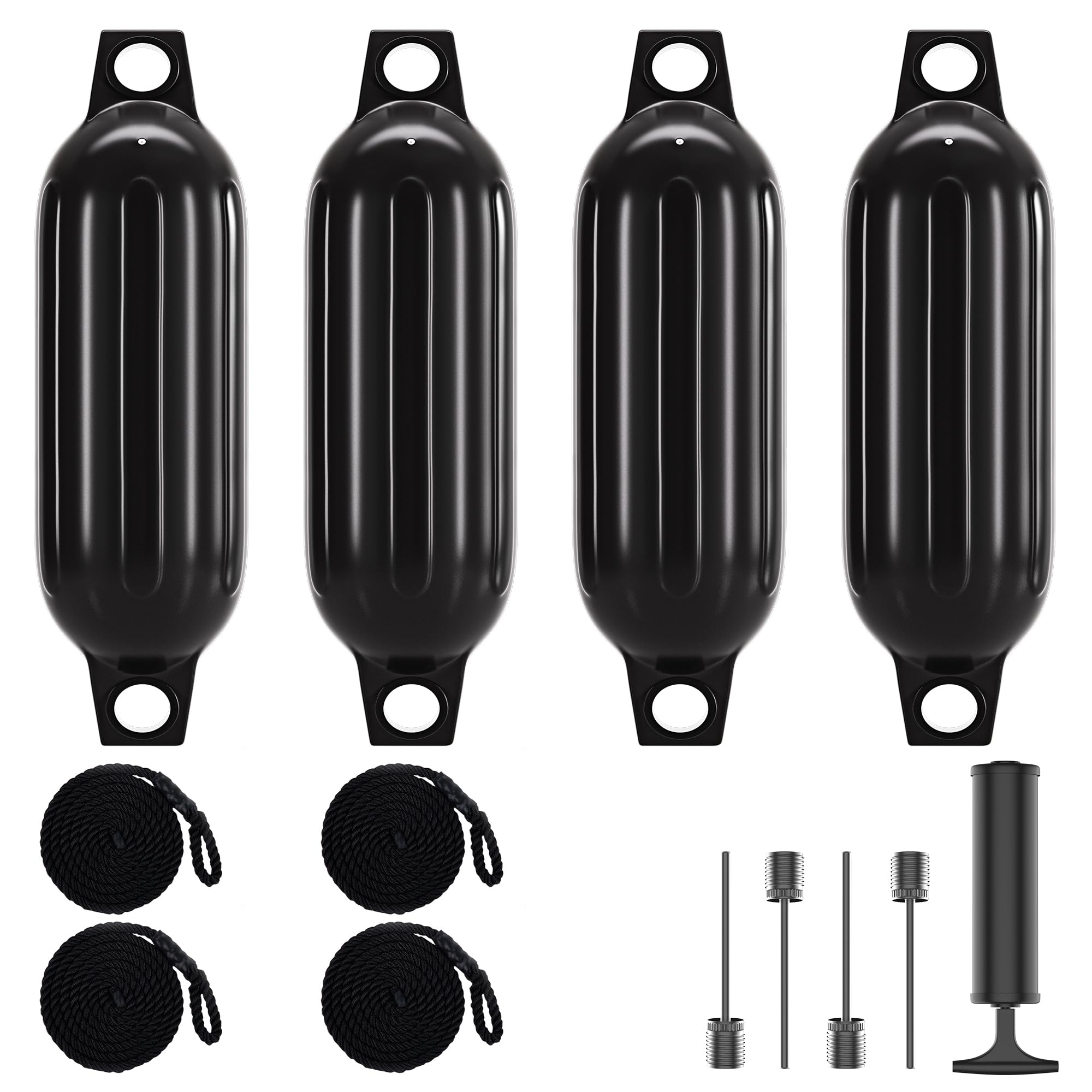 Boat Fenders, Inflatable Marine Bumpers with Ropes & Air Pump