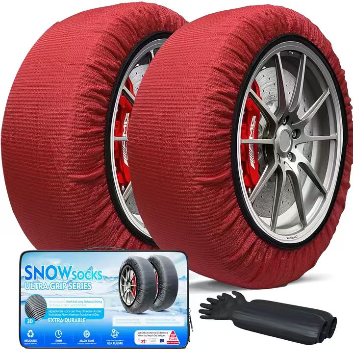 K-Musculo Snow Socks for Tires, Snow Socks Snow Chain for Car SUV Pickup Easy to Use, EU EN-16662-1 Certififed(2 PACKS)