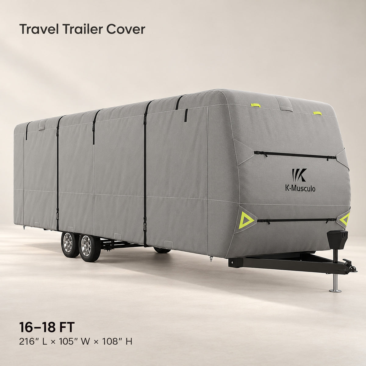 K-Musculo Travel Trailer Cover, Heavy Duty Waterproof RV Cover with 4 Tire Covers & Tongue Jack Cover