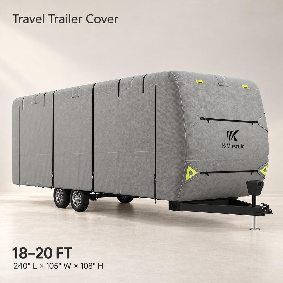 K-Musculo Travel Trailer Cover, Heavy Duty Waterproof RV Cover with 4 Tire Covers & Tongue Jack Cover