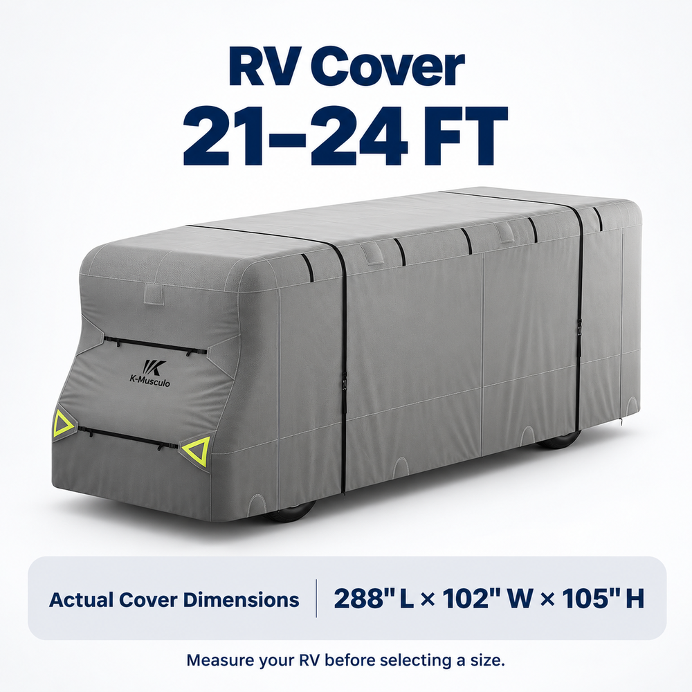 K-Musculo Class C RV Cover, Heavy Duty Waterproof Motorhome Cover with Tire Covers & Gutter Covers