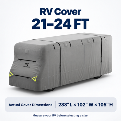 K-Musculo Class C RV Cover, Heavy Duty Waterproof Motorhome Cover with Tire Covers & Gutter Covers