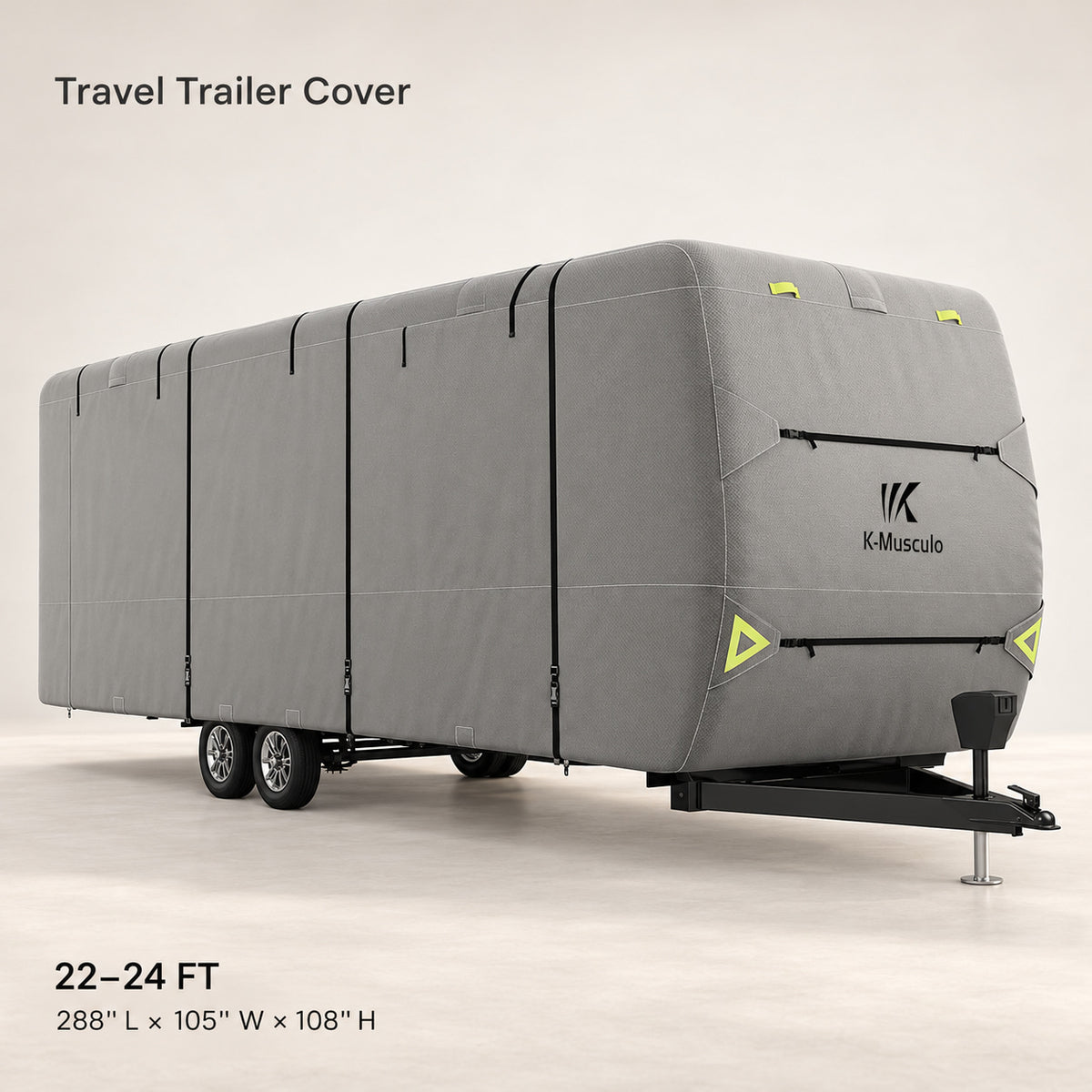 K-Musculo Travel Trailer Cover, Heavy Duty Waterproof RV Cover with 4 Tire Covers & Tongue Jack Cover