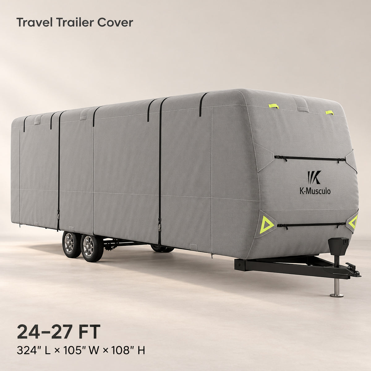 K-Musculo Travel Trailer Cover, Heavy Duty Waterproof RV Cover with 4 Tire Covers & Tongue Jack Cover