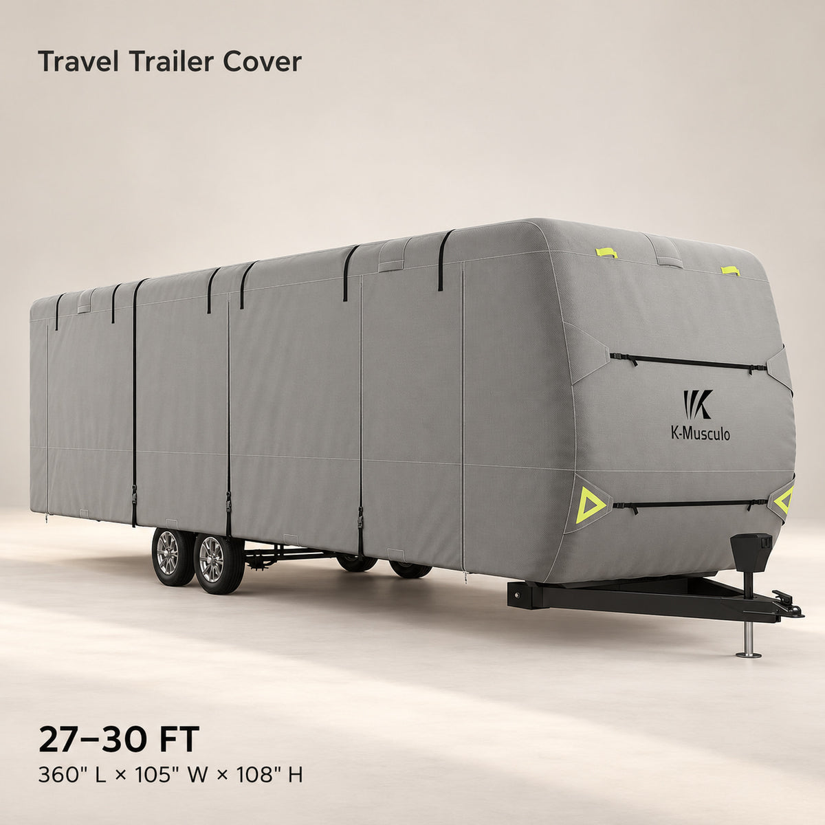 K-Musculo Travel Trailer Cover, Heavy Duty Waterproof RV Cover with 4 Tire Covers & Tongue Jack Cover
