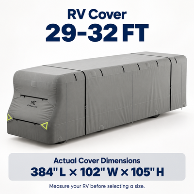 K-Musculo Class C RV Cover, Heavy Duty Waterproof Motorhome Cover with Tire Covers & Gutter Covers