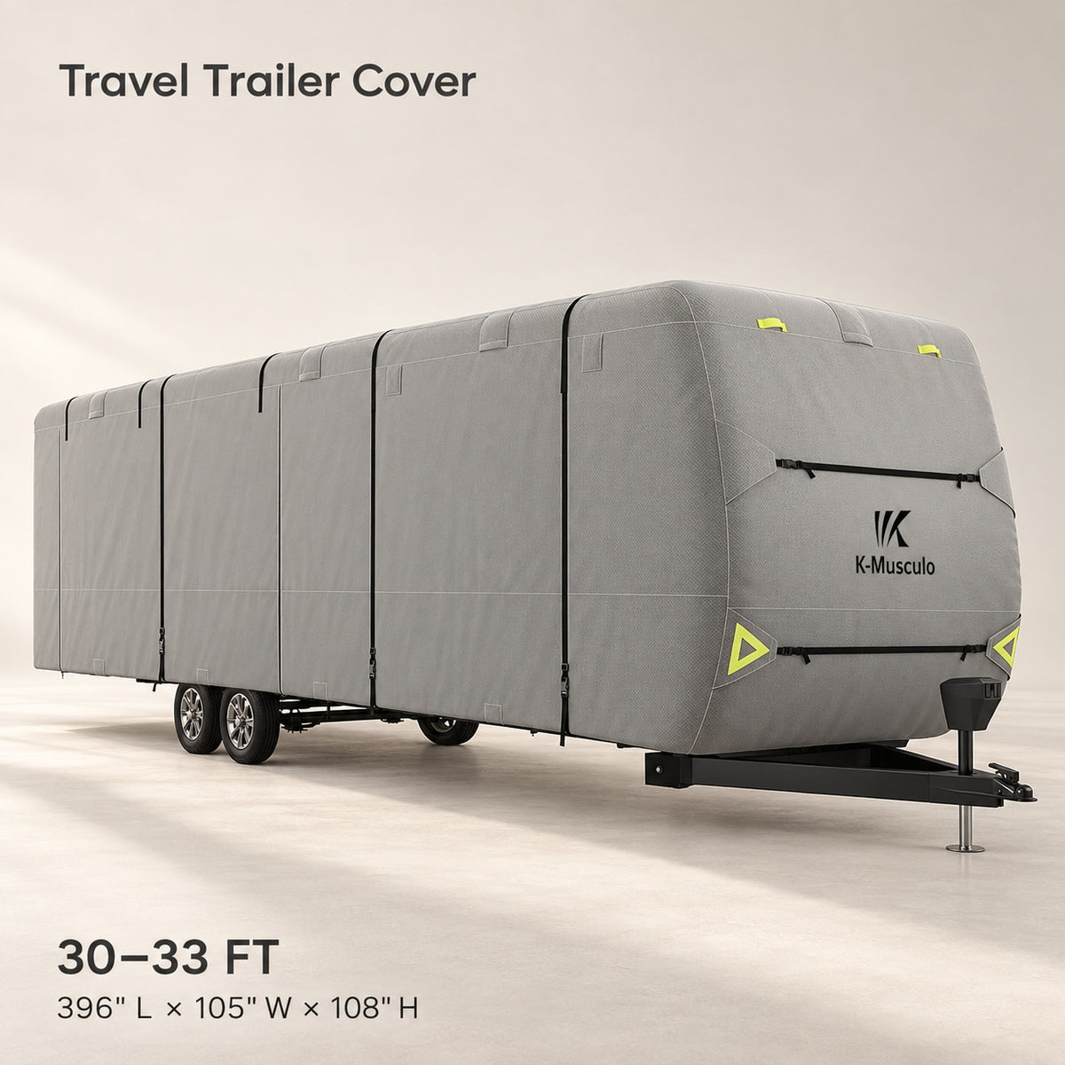 K-Musculo Travel Trailer Cover, Heavy Duty Waterproof RV Cover with 4 Tire Covers & Tongue Jack Cover
