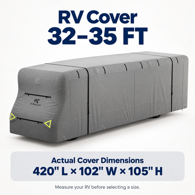 K-Musculo Class C RV Cover, Heavy Duty Waterproof Motorhome Cover with Tire Covers & Gutter Covers