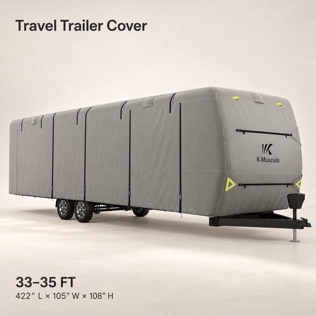 K-Musculo Travel Trailer Cover, Heavy Duty Waterproof RV Cover with 4 Tire Covers & Tongue Jack Cover