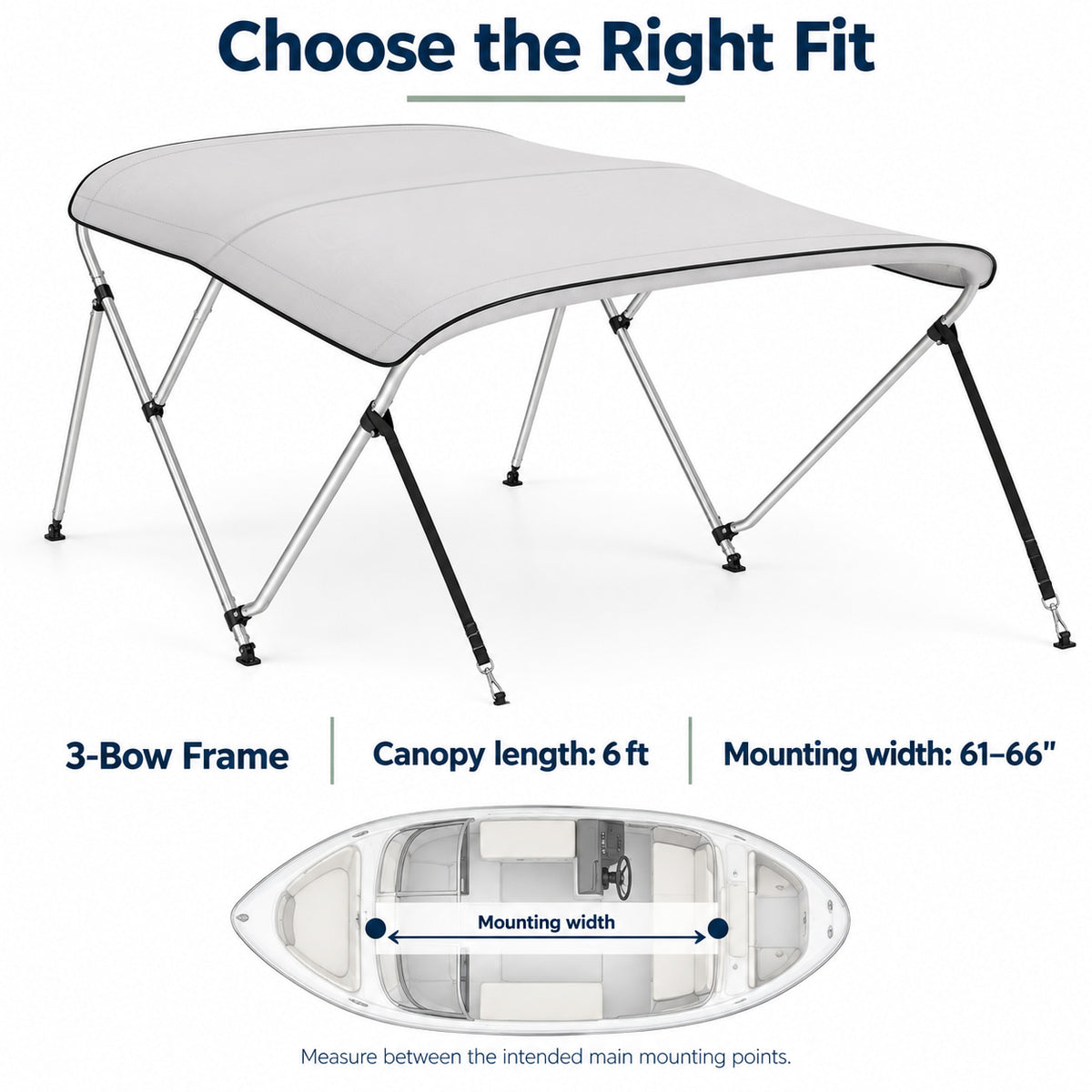 K-Musculo Bimini Top for Boats, 900D Polyester with Rear Support Poles, Straps and Storage Boot