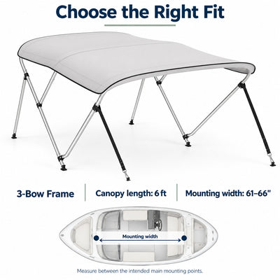 K-Musculo Bimini Top for Boats, 900D Polyester with Rear Support Poles, Straps and Storage Boot