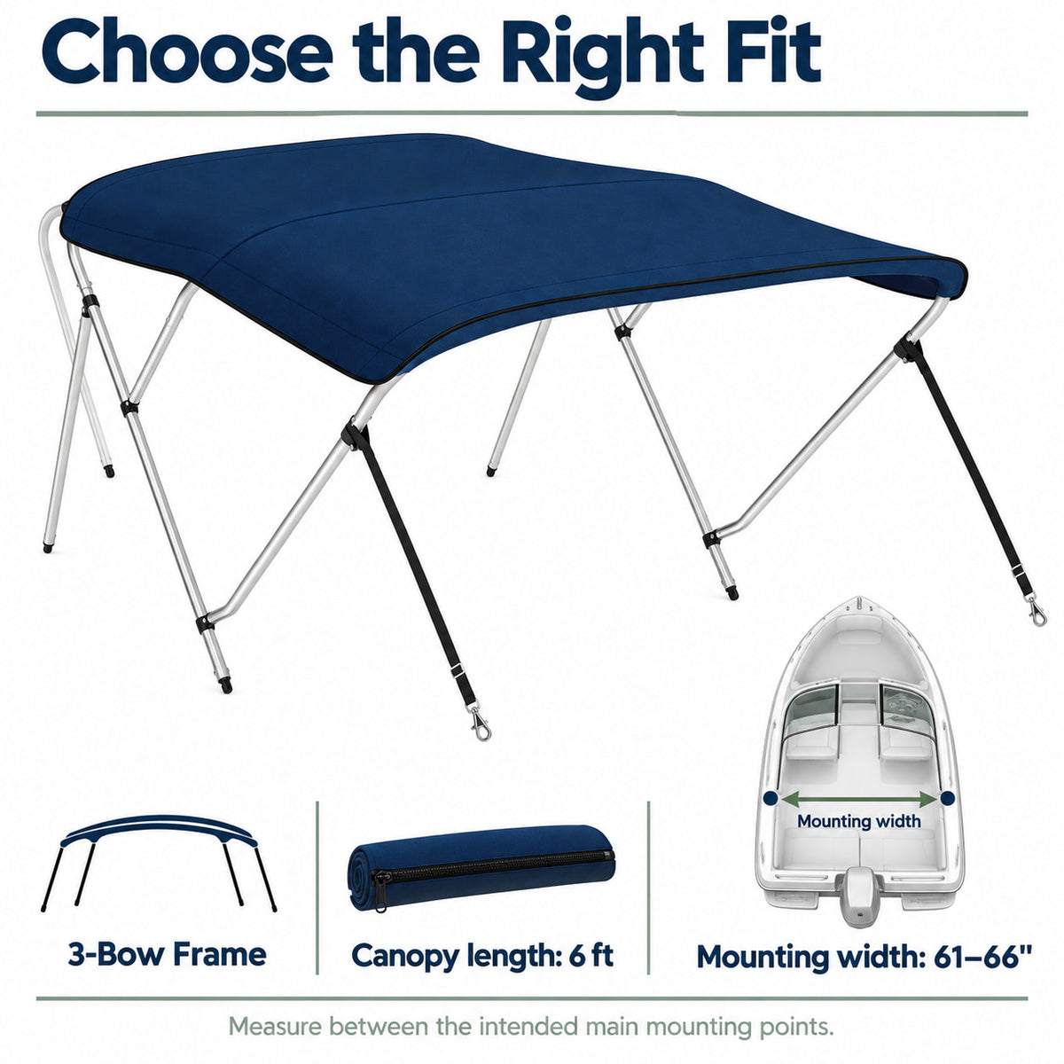 K-Musculo Bimini Top for Boats, 900D Polyester with Rear Support Poles, Straps and Storage Boot