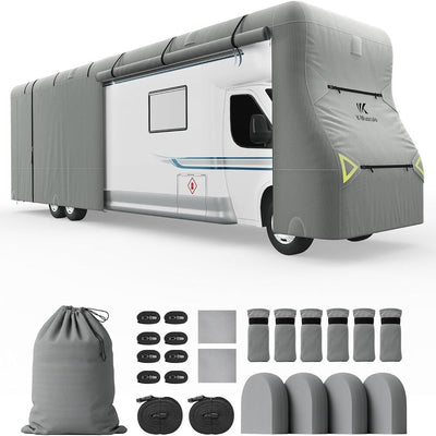 K-Musculo Class C RV Cover, Heavy Duty Waterproof Motorhome Cover with Tire Covers & Gutter Covers