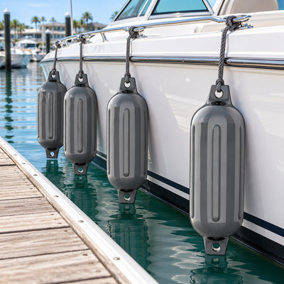 K-Musculo Boat Fenders 4 Pack, Inflatable Ribbed PVC Boat Bumpers with Ropes and Hand Pump