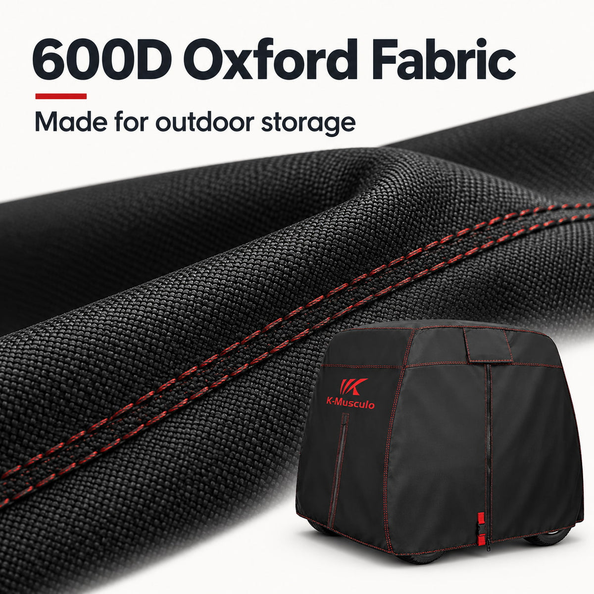 K-Musculo Golf Cart Cover, 600D Waterproof Polyester for Outdoor Storage, Gray or Black
