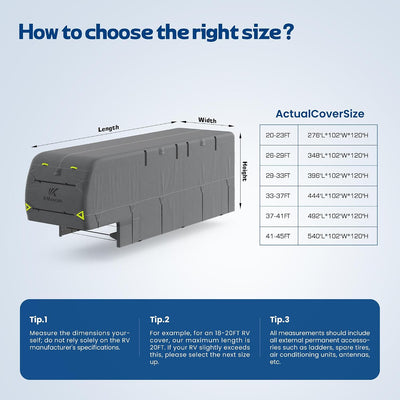 K-Musculo 5th Wheel RV Cover, 7-Layer Top Heavy Duty Waterproof Camper Cover with 4 Tire Covers & Gutter Covers