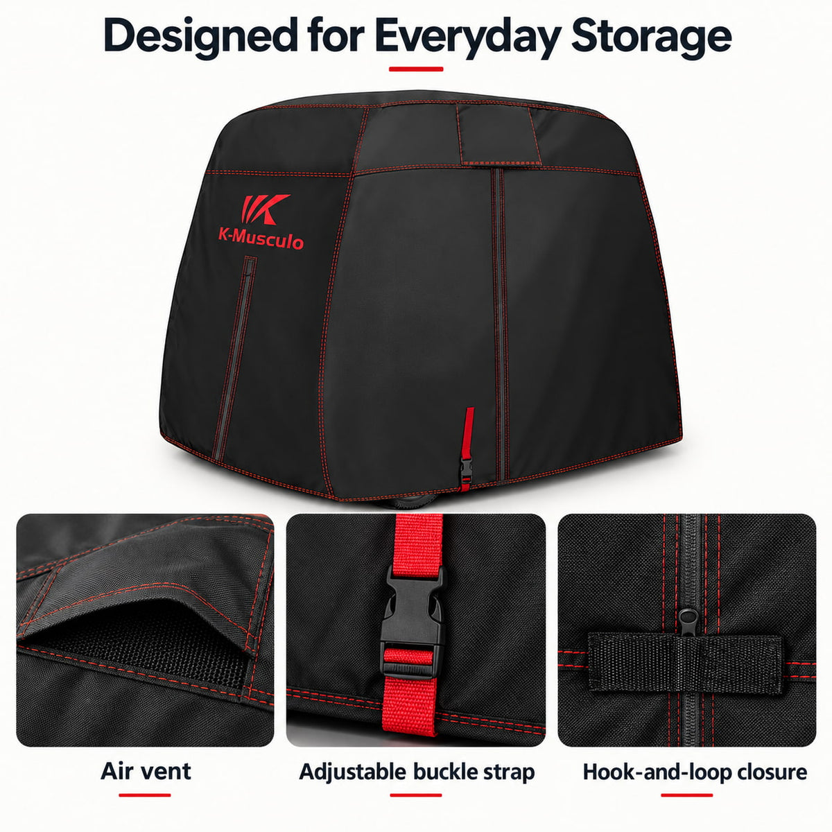 K-Musculo Golf Cart Cover, 600D Waterproof Polyester for Outdoor Storage, Gray or Black