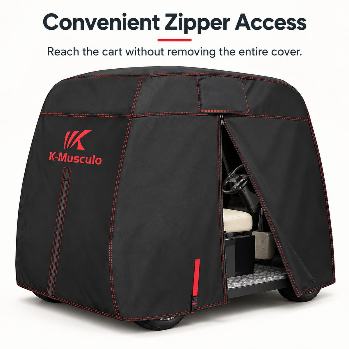K-Musculo Golf Cart Cover, 600D Waterproof Polyester for Outdoor Storage, Gray or Black